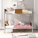 preview thumbnail 11 of 25, Full-over-Full Bunk Bed Modern Style Steel Frame Bunk Bed with Safety Rail, Built-in Ladder for Bedroom