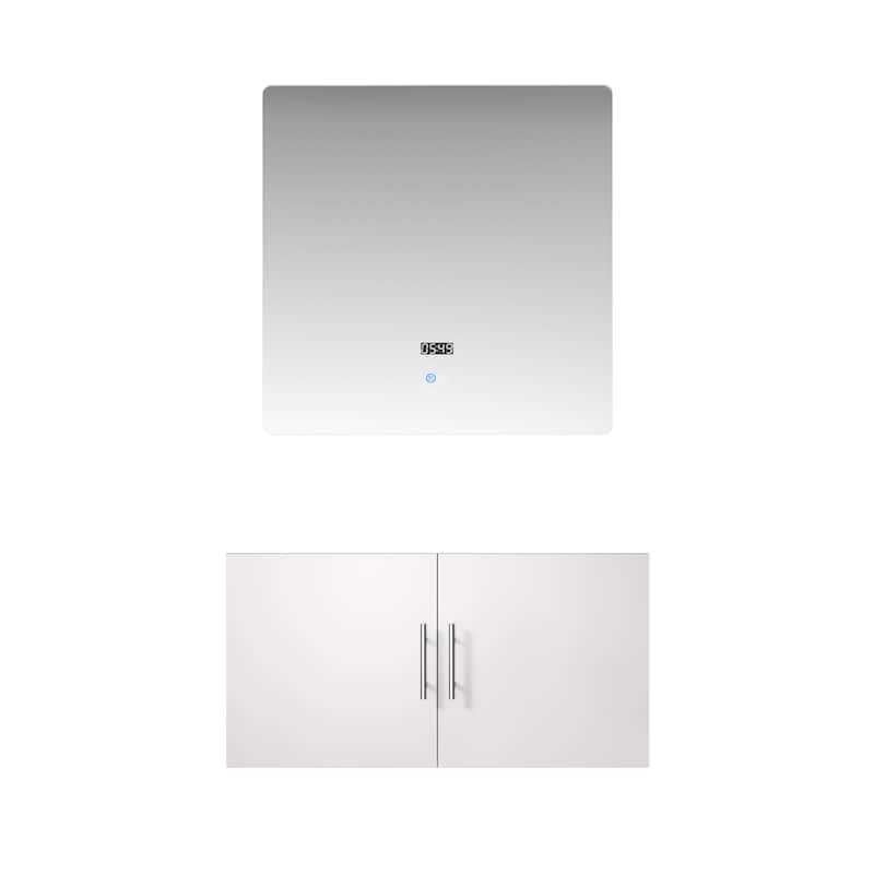 Geneva Bath Vanity No Top and Mirror - 36 inch - Glossy White