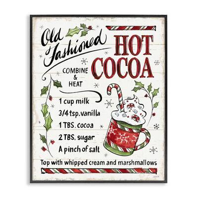 Stupell Old Fashioned Hot Cocoa Holiday Cooking Instructions Framed Wall Art - Red