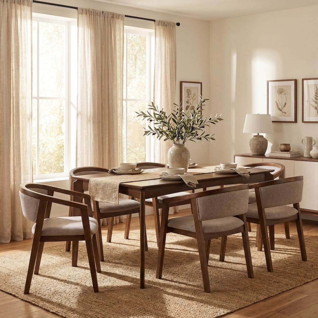 Christopher Knight Home - Briarlin Mid-Century 7-Piece Dining Set with Wood Upholstered Armchairs