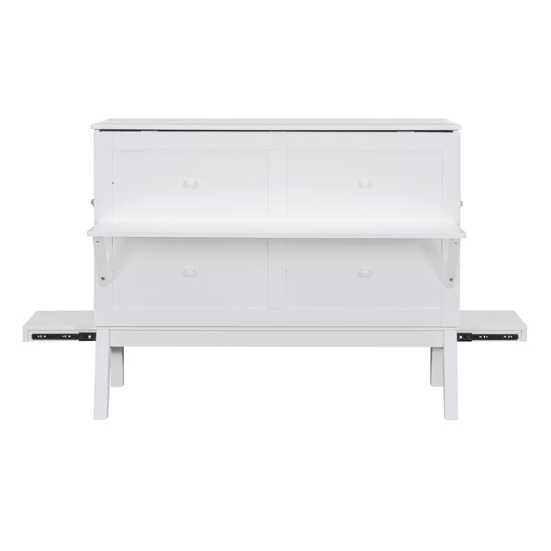 Murphy Bed Platform Bed with USB Port & Removable Shelves On Each Side