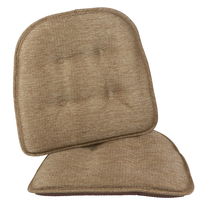 Klear Vu Non-Slip 15" x 16" Omega Tufted Dining Chair Cushion Set - Gold - Set of 2