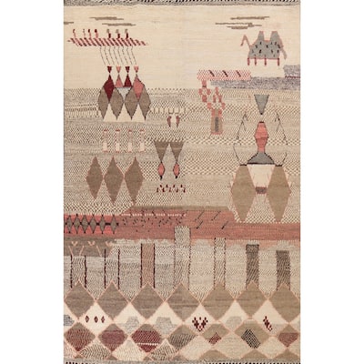 Tribal Oriental Moroccan Dining Room Area Rug Hand-knotted Wool Carpet - 9'2" x 12'6"