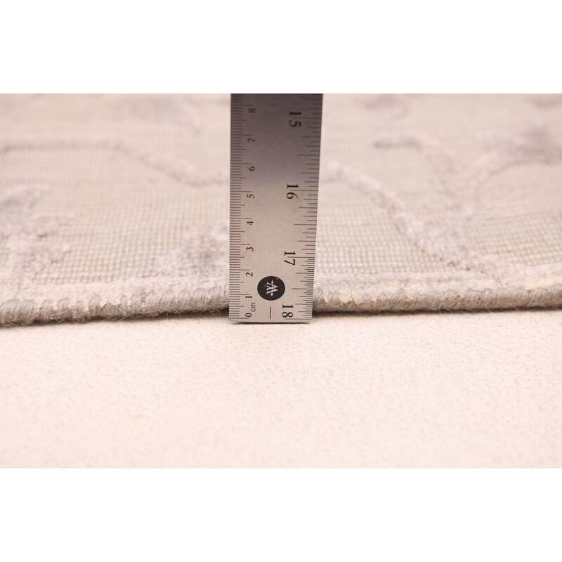 ECARPETGALLERY Hand Loomed Elysian Grey Viscose, Wool Rug - 6'7 x 9'10