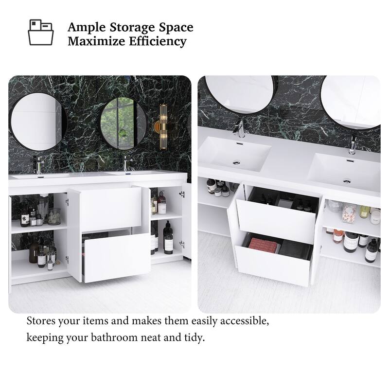 Floating Bathroom Vanity with Integrated Resin Top