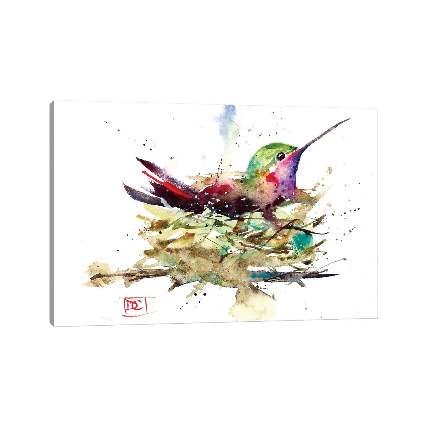 iCanvas "Hummer In Nest" by Dean Crouser Canvas Print