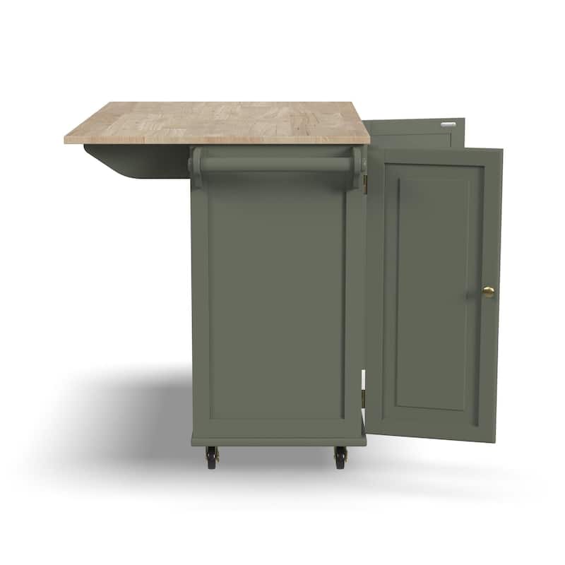 Dolly Madison Green Wood Kitchen Cart - 54" x 36" x 29"