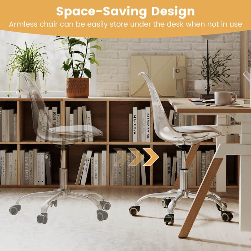 Costway 1/2 PCS Clear Desk Chair with Swivel Seat & Soft PU Leather - See Details