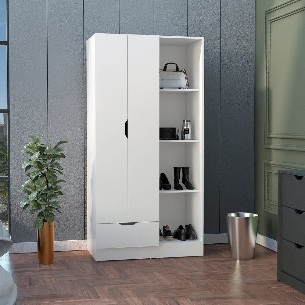 Modern Freestanding Wardrobe Armoire Closet High Cabinet Storage White - On  Sale - Bed Bath & Beyond - 36256383