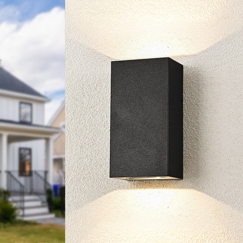 2-Light Integrated LED Matte Black Exterior Outdoor Wall Sconce Light