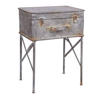 Foreside Home & Garden Distressed Metal Suitcase Side/End Table - 13.5x18x24.5