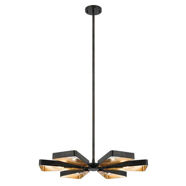 slide 2 of 6, Luna 6 Light Bronze & Gold Chandelier - 27'' W x 46'' H 27'' W x 46'' H