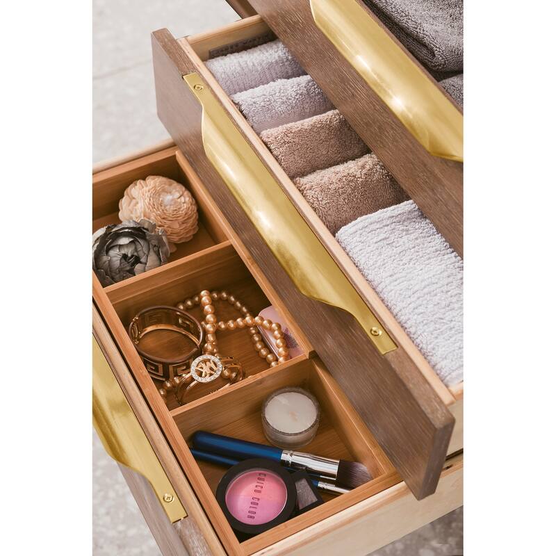 James Martin Vanities Mercer Island 59" Double Vanity, Latte Oak with Radiant Gold Hardware