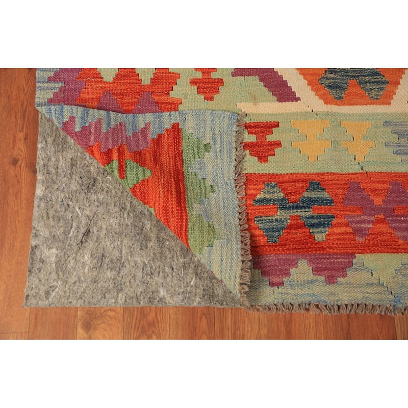 South Western Style Kilim Oriental Rug Hand-Woven Wool Carpet - 8'1"x 9'9"