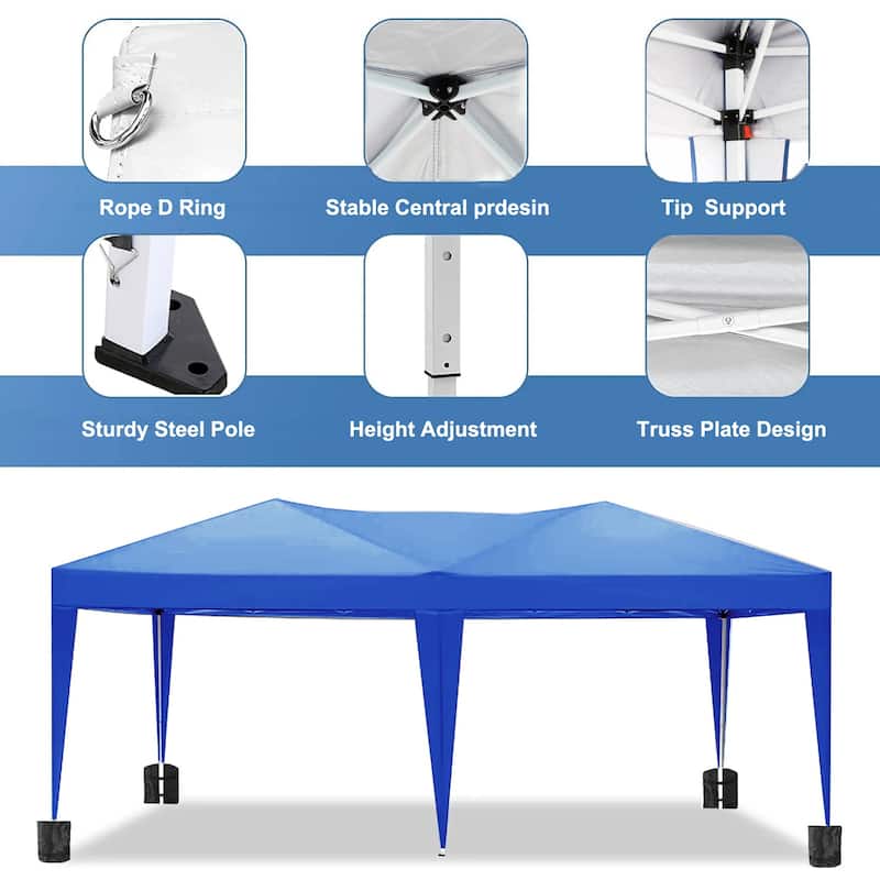 10'x20' Folding Canopy with 6 Removable Sidewalls - Blue