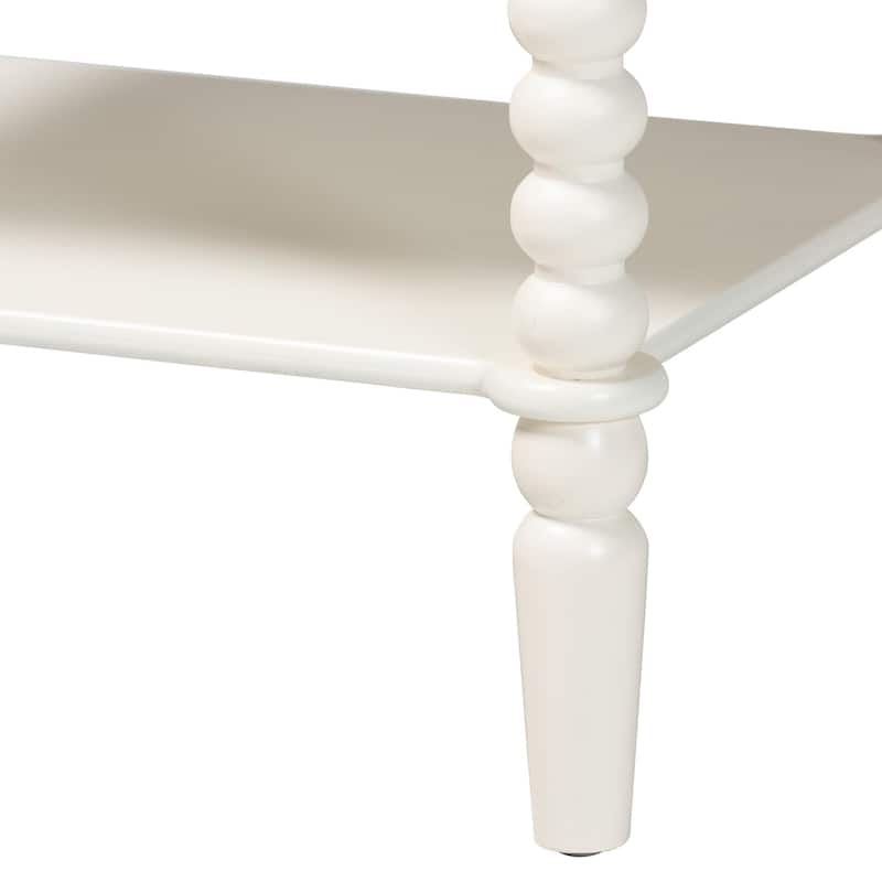 Rimona End Table with Bobbin Legs - 1-Drawer Accent Table with Spindle Turned Legs and Open Shelf, Cottage Farmhouse Side Table