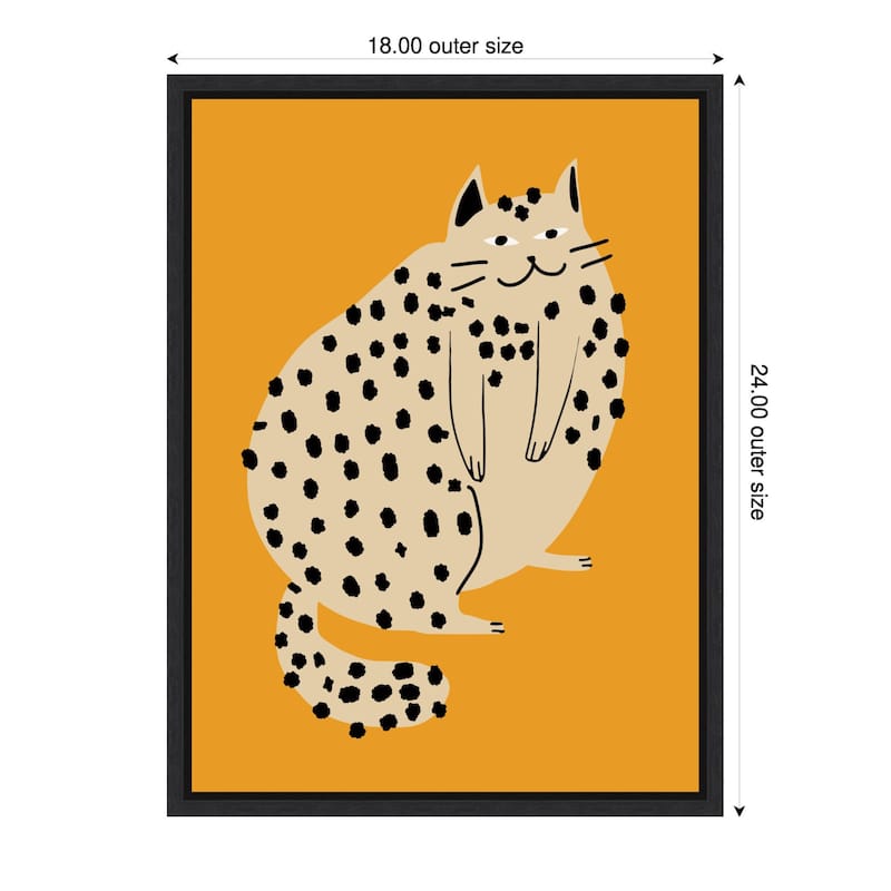 Spotted Cat Delight by Little Dean Framed Canvas Wall Art - 18 x 24 in