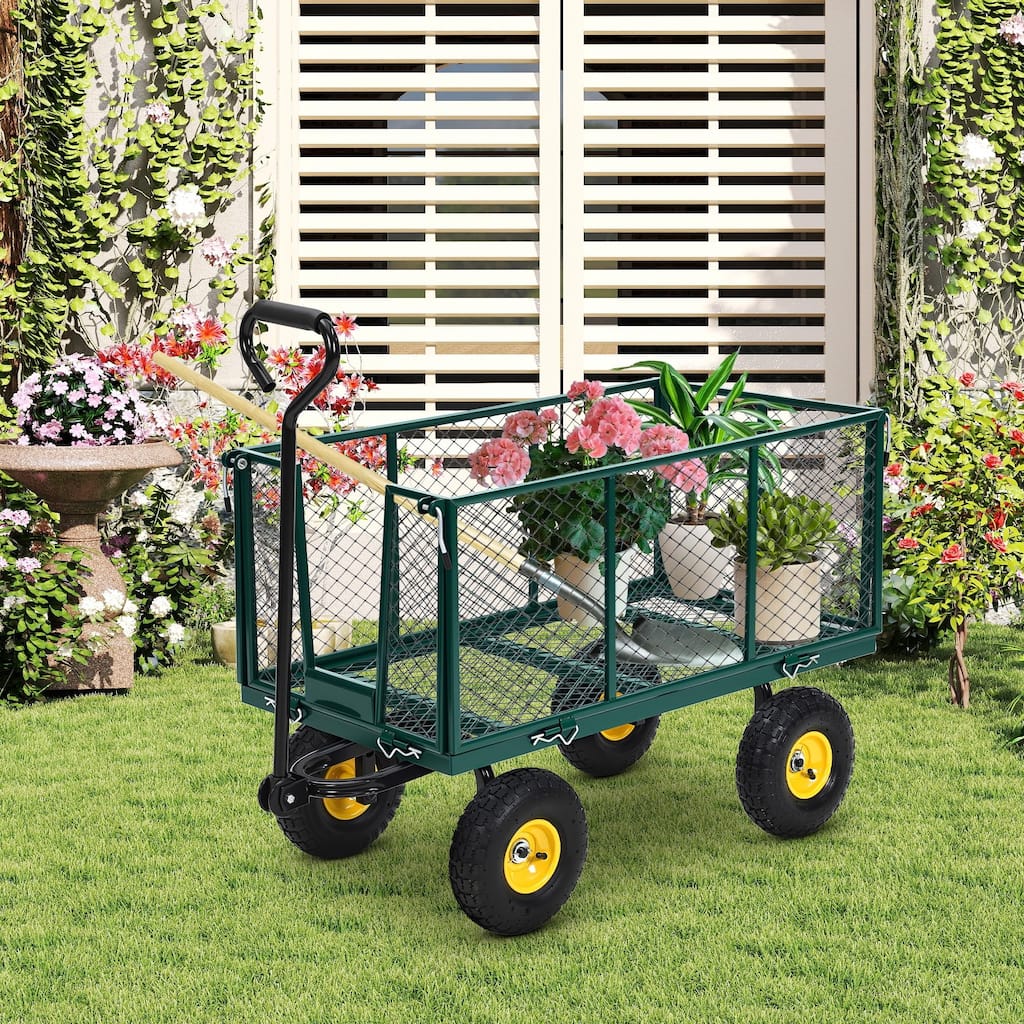 Heavy Duty Steel Utility Garden Wagon Cart with Removable Sides