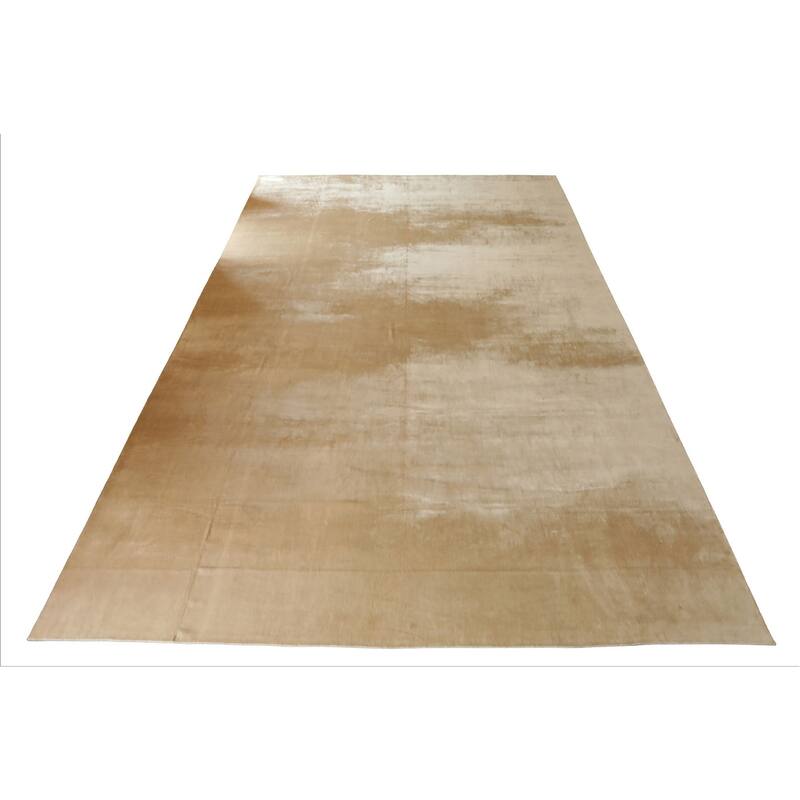 Multi Size Hand Knotted Beige Tibetan Silk Contemporary Rug