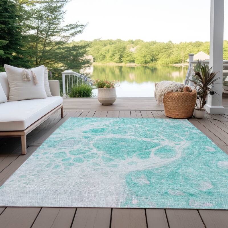 Machine Washable Indoor/ Outdoor Chantille Abstract Contemporary Rug