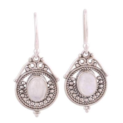 NOVICA Handmade Moonstone Solitaire Ring - .925 Sterling Silver, Clear India Birthstone, 'India Fortune' Design