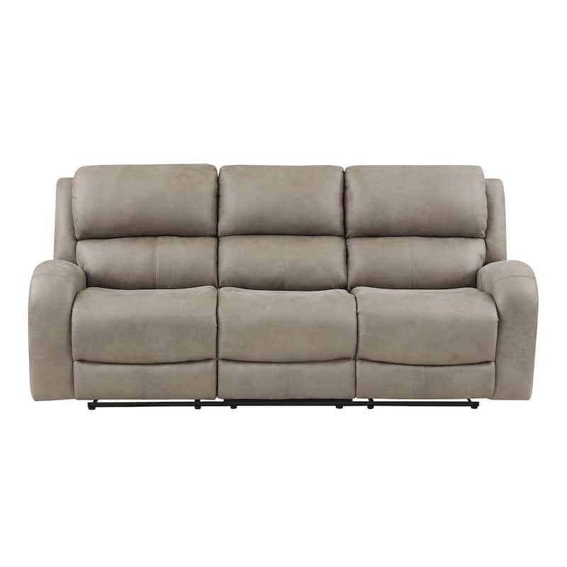 Mabel Polished Microfiber Manual Double Reclining Sofa