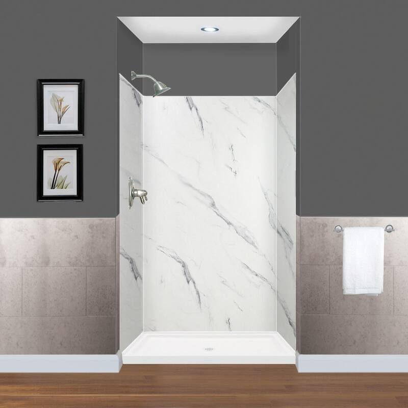 Transolid Expressions 36-in X 48-in X 72-in Glue to Wall Shower Walls - 48" x 36" x 72" - 48" x 36" x 72" - Bianca