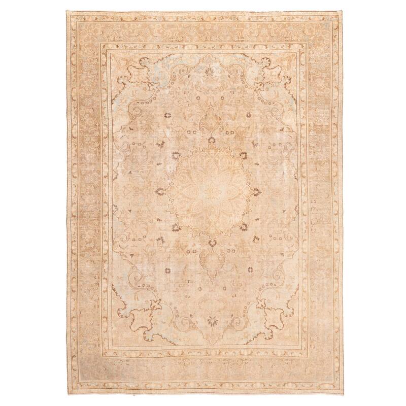 ECARPETGALLERY Hand-knotted Antalya Vintage Tan Wool Rug - 9'4 x 12'6