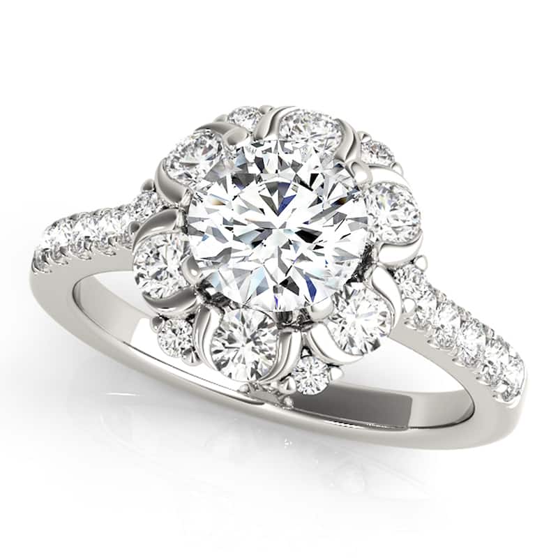 Auriya 14k White Gold Lab Grown Round Diamond Halo Engagement Ring 0.50 to 5.00 ct. tw. (F-G VS) - 2.00 ct. center - 5.5