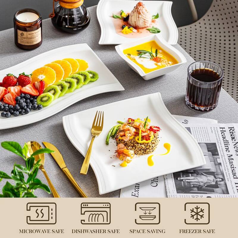 MALACASA Flora Porcelain Dinnerware Set (Service for 6)