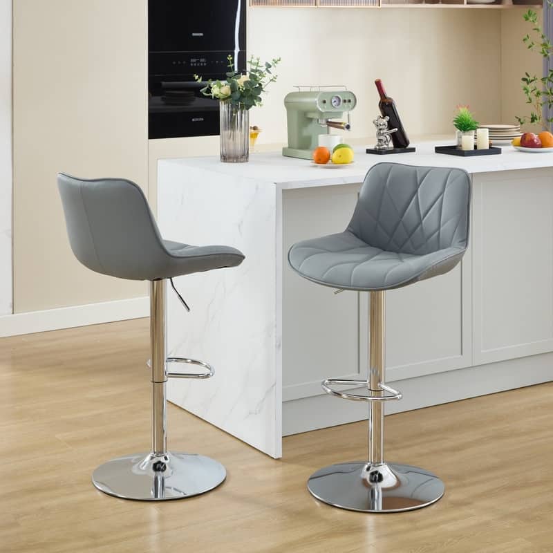 Adjustable Swivel Bar Stools Height Island Chairs with Back Set of 2
