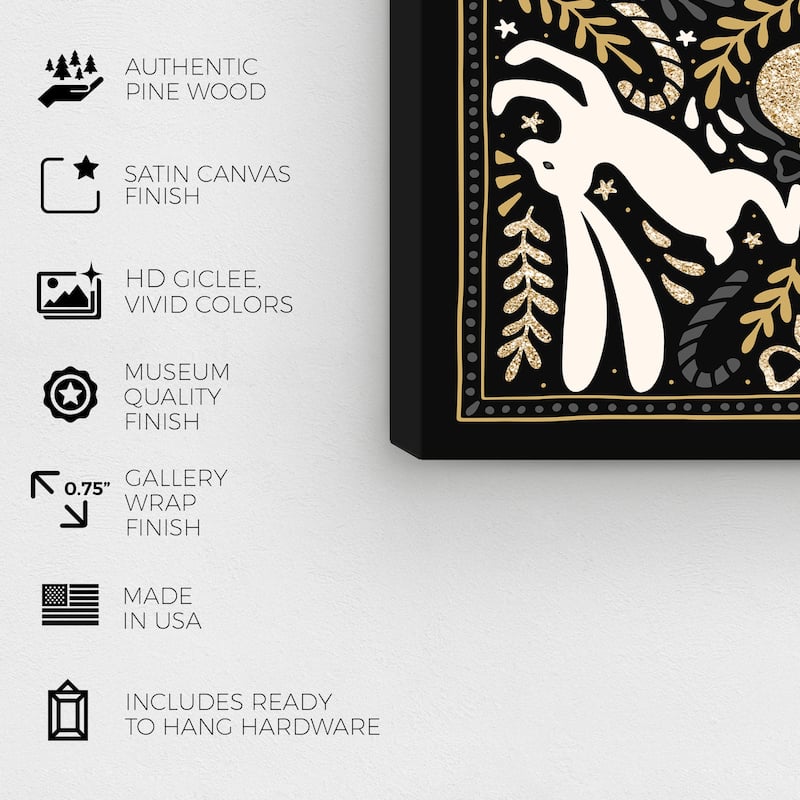 Wynwood Studio Canvas Animals Scandinavian Winter with Glitter Black Glam Wall Art Canvas Print
