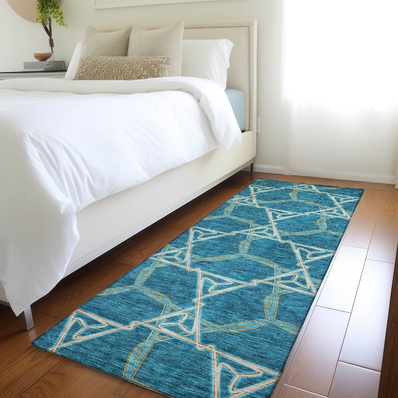 Premium Washable Super Soft Modern Tangle Mayfield Rug - Teal - 2'3" x 7'6"