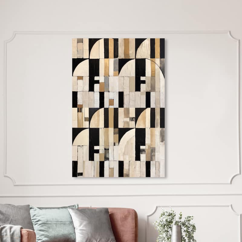 Wynwood Studio Canvas Abstract Klimt Abstract White and Cream White Modern & Contemporary Wall Art Canvas Print - 54 x 36