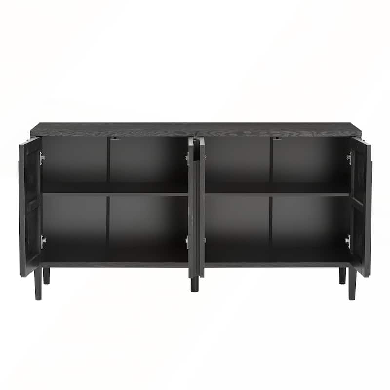 Farmhouse 59.8in 4 Doors Sideboard with Hidden Handle