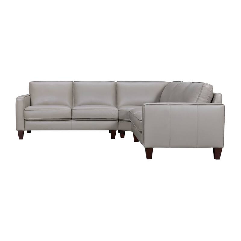 HomeRoots Gray Leather L Shaped Three Piece Corner Sectional