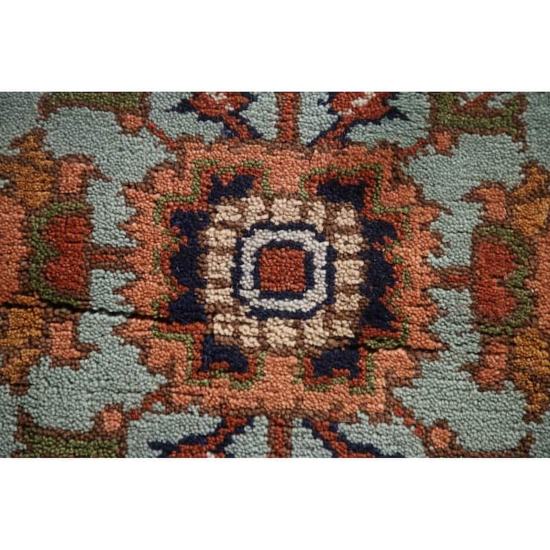 Hand Knotted Oriental 100% Wool Carpet Traditional Floral Navy Blue & Blues Heriz (serapi) Area Rug - 5' 0'' X 3' 0''