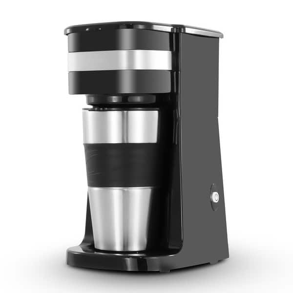Elite Cuisine Ehc149 Single Serve Personal Coffee Maker with Stainless Steel Travel Mug - Black