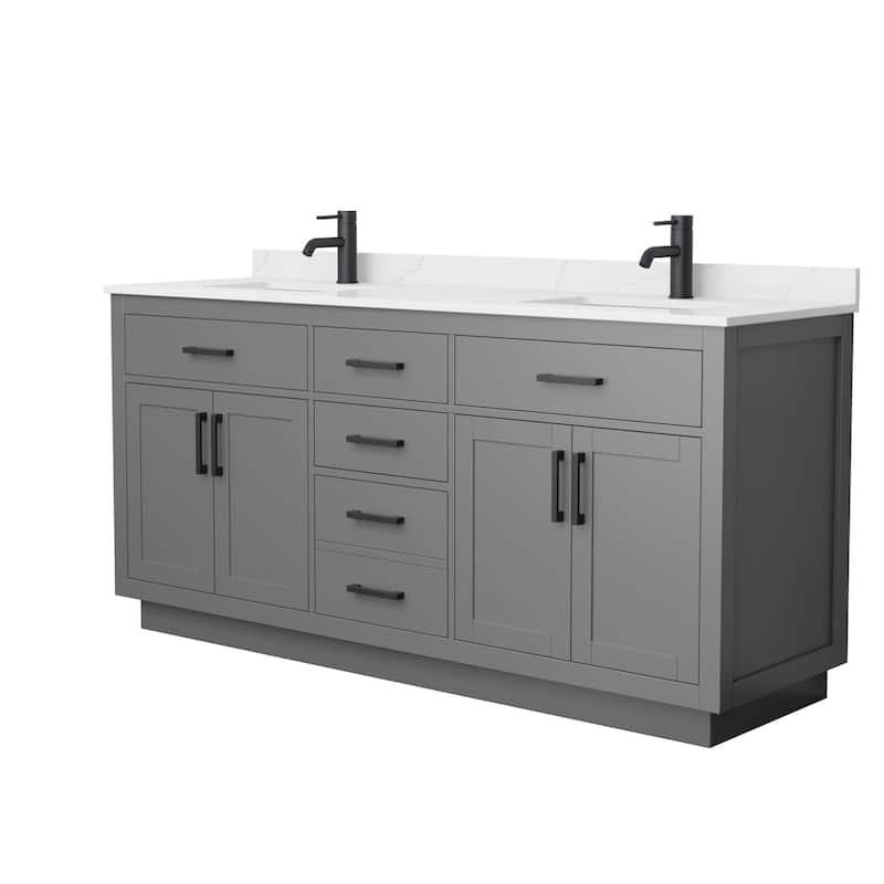 Wyndham Collection WCG262672D-QTZ-UNSMXX Beckett TK 72" Free Standing - Dark Gray / Giotto Quartz Top / Matte Black
