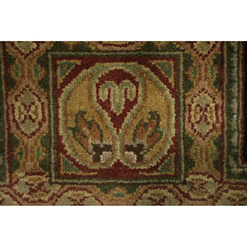 Hand Knotted Oriental 100% Wool Carpet Traditional Geometric Multi-Colored Agra Area Rug - 8' 10'' X 5' 11''