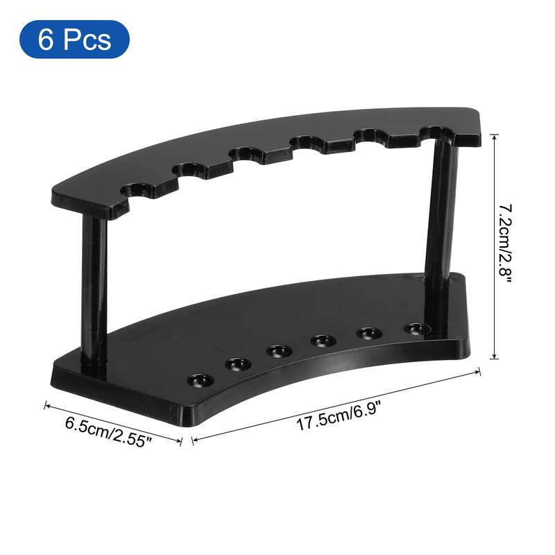 Plastic Pen Holder, 6-Slot Acrylic Pen Display Stand Vertical Black - 14.5cm x 6.5cm - Black-6 Pack