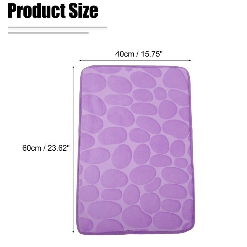 Non-Slip Bathroom Rugs, Polyester Bath Mat, Machine Washable Purple Cobblestone Pattern 23.62"x15.75"