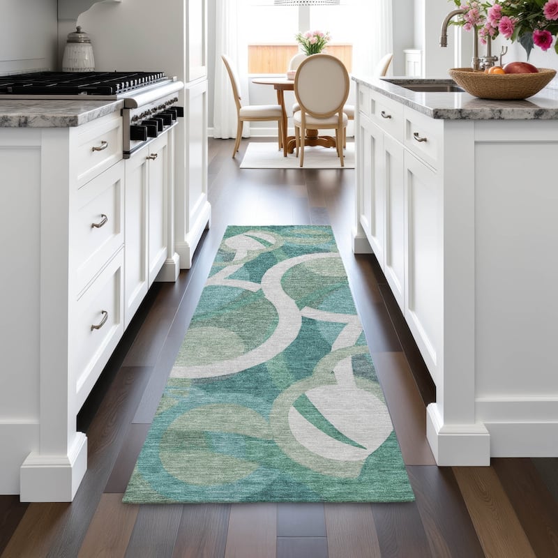 Machine Washable Indoor/Outdoor Contemoorary Deco Chantille Rug