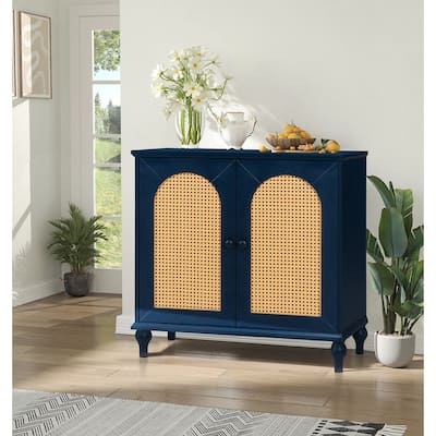Rattan Storage Cabinet with Doors and Shelves, Rattan Sideboard and Buffet with Storage,and Adjustable Shelves