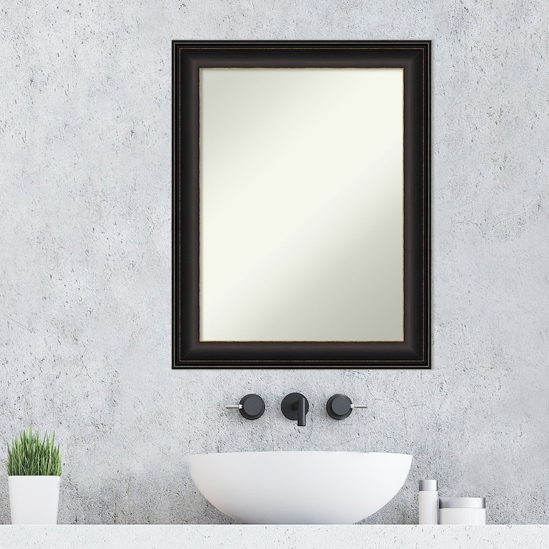 Non-Beveled Bathroom Wall Mirror - Trio Oil Rubbed Bronze Frame
