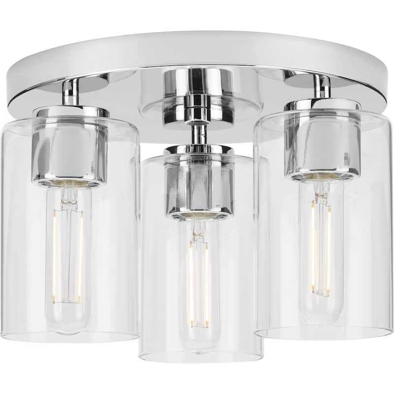 Cofield Collection 12. in Three-Light Polished Chrome Transitional Flush Mount - 12 in x 12 in x 7.75 in - 12 in x 12 in x 7.75 in