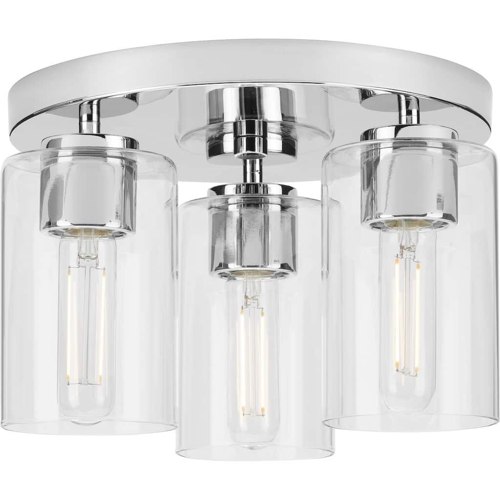 Cofield Collection 12. in Three-Light Polished Chrome Transitional Flush Mount - 12 in x 12 in x 7.75 in