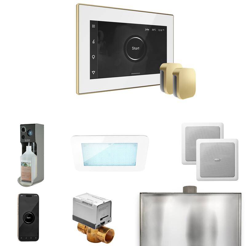 Mr Steam XDRM2X Xdream Max Package Steam Shower Control Package with - White / Satin Brass