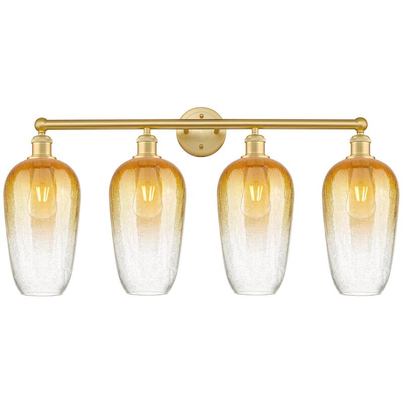 Innovations Lighting 616-4W-18-34 Brookhaven Flute Vanity Brookhaven - Satin Gold / Amber