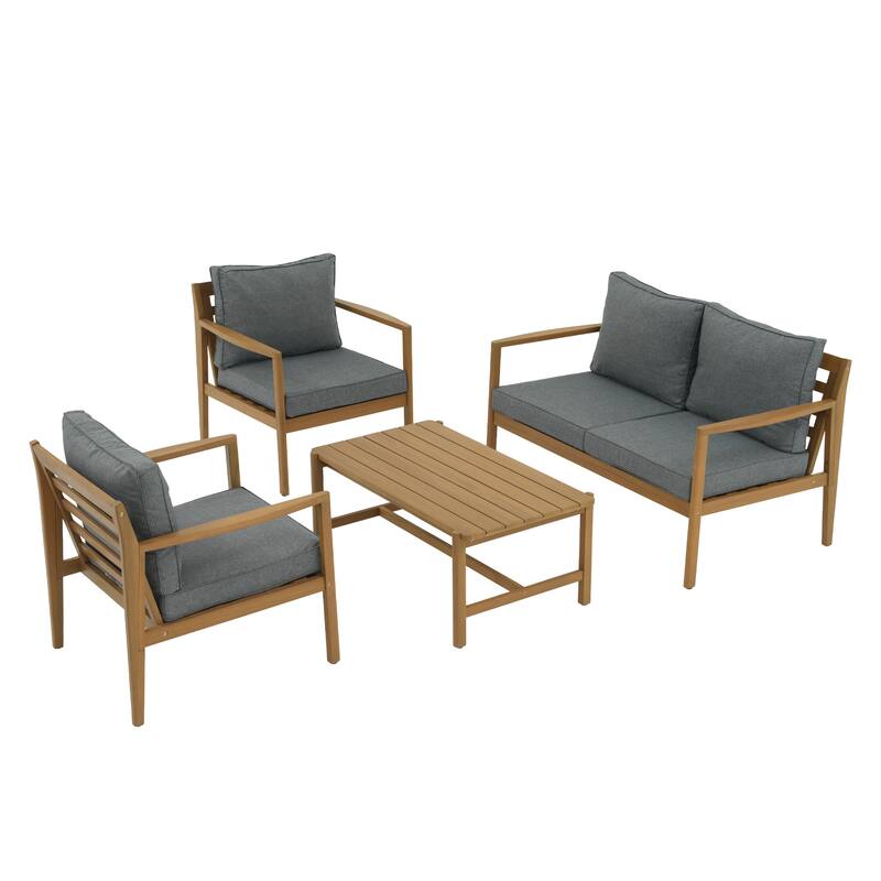 Outdoor 4 Piece Leisure Solid Wooden Chair Set